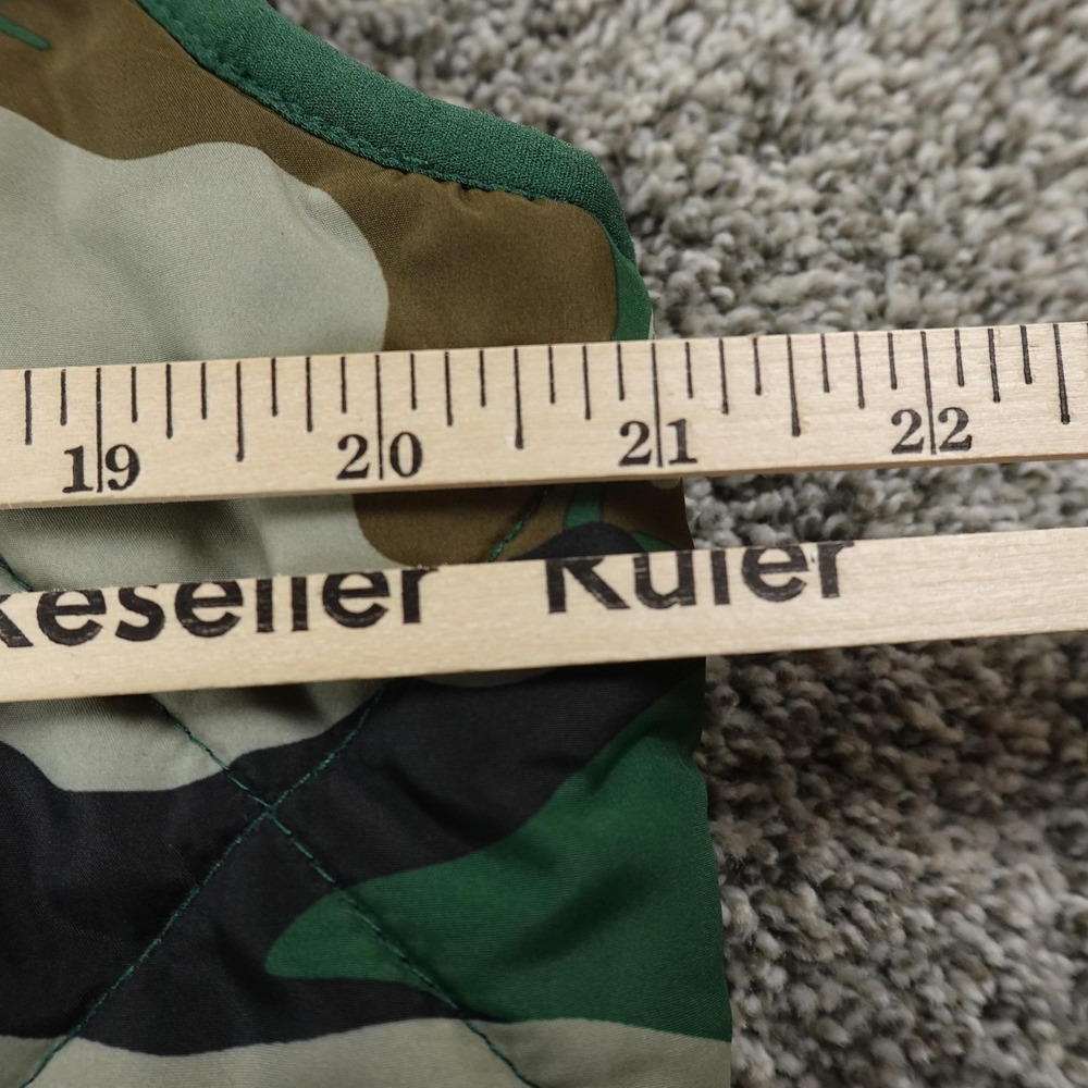 J Crew Vest Womens M Brown Green Camo Quilted Puffer Outdoor Hunting Full Zip - Picture 6 of 10